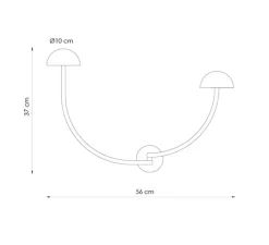 Applique murale, Champignon A, laiton, LED, 3000K, 420 lm, L56cm, H37cm - Luxcambra