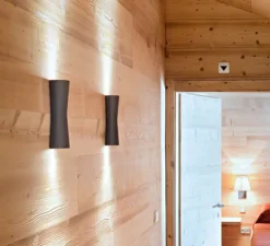 Applique murale, Clessidra 20°+20°, brun foncé, IP55,LED, 3000K, 637lm, Ø7,6cm, H24,2cm - Flos