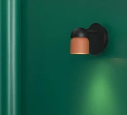 Applique murale, Coco, noir, terracotta, Ø10cm, H10cm - Faro