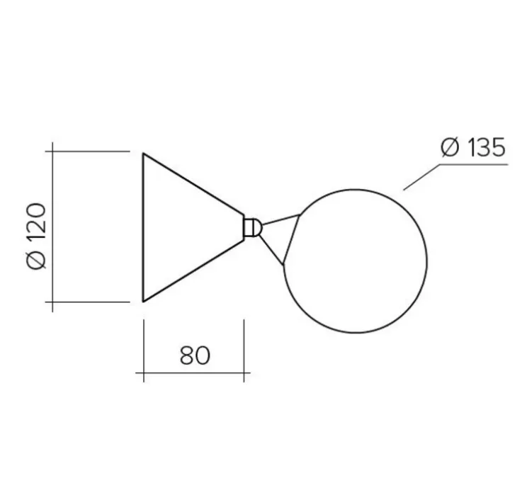 Applique murale, Cone and Sphere , noir et laiton, Ø13,5cm, P23,9cm - ATELIER ARETI