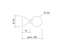 Applique murale, Cone and Sphere , blanc, laiton, Ø13,5cm, P23,9cm - ATELIER ARETI