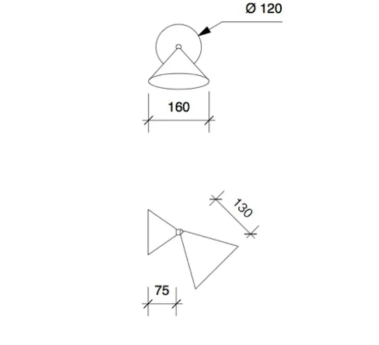 Applique murale, Cone, blanc, intérieur blanc, Ø16cm, L20,5cm - Atelier Areti