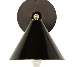 Applique murale, Cone, noir, intérieur laiton, Ø16cm, L20,5cm - Atelier Areti