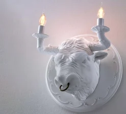 Applique murale, Corrado, Taureau, blanc mat, L40cm, H40cm - Karman