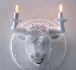 Applique murale, Corrado, Taureau, blanc mat, L40cm, H40cm - Karman