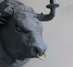 Applique murale, Corrado, Taureau, gris mat, L40cm, H40cm - Karman