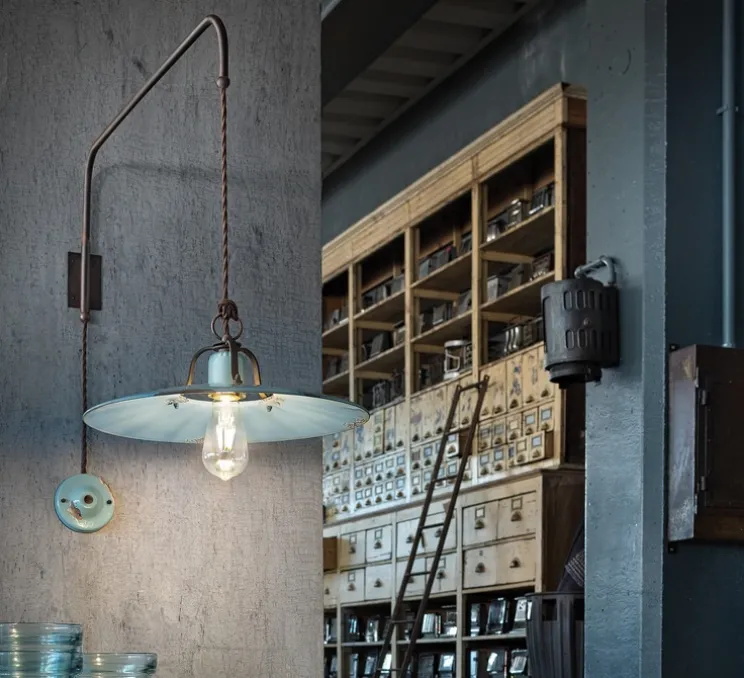 Applique murale, Country C1447, bleu vintage, L40cm, H40cm - Ferroluce