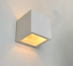 Applique murale, céramique, blanc, Ø11cm, H11cm - Zangra