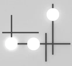 Applique murale, Crosshatch C/W L, noir, LED, dim, 2700K, 1800 lm, L108,6cm, H110,9cm - B.lux