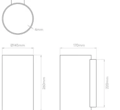 Applique murale, Cyl 260, verre, opal, L14,5cm, H26cm - ASTRO