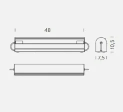 Applique murale, Cylindrique longue, blanc mat, L48cm, H10,5cm - Charlotte Perriand - Nemo Lighting