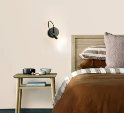 Applique murale, D02, noir mat, avec lentille, LED, dim, 2700K, 350 lm, Ø10cm, H45cm - OliveLab