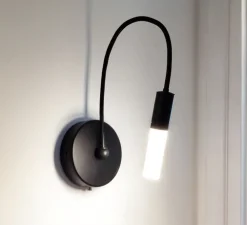 Applique murale, D02, noir mat, avec diffuseur, LED, dim, 2700K, 350 lm, Ø10cm, H45cm - OliveLab