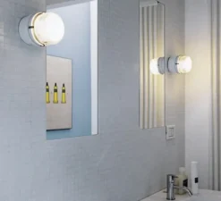 Applique murale de salle de bain, Fresnel, IP44, blanc, Ø12cm, H10cm - Oluce