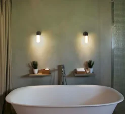 Applique murale de salle de bain, Brume Led, gris, IP44,LED, 2700K, 200lm, L9cm, H21,5cm - FARO