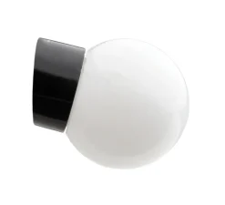 Applique murale de salle de bain, Light.O.016, avec glass006, noir, Ø10cm, P17,5cm, IP54 - Zangra