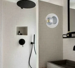 Applique murale de salle de bain, Horizon, Transparent, argent, IP44,Ø21cm, H16,5cm - Ebb and Flow