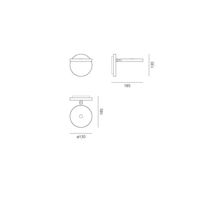 Applique murale, Demetra Faretto, noir, H13cm, L18,5cm, LED, Dimmable - Artemide