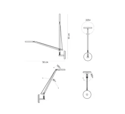 Applique murale, Demetra Micro Wall, noir poli, H55cm, L50cm, LED - Artemide