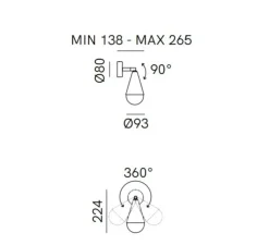 Applique murale, Dew 289.05.FFT, fer antique, L9,3cm, H22,4cm - Il Fanale