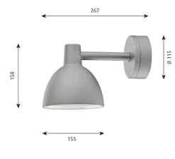 Applique murale d'extérieur, Toldbod 155, aluminium, IP44,L26,7cm, H15,8cm - Louis Poulsen