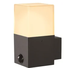 Applique murale d'extérieur, Grafit E27 Square Sensor, anthracite, IP44, L12cm, H17cm - SLV