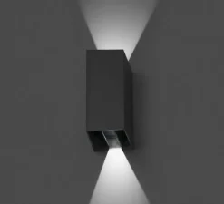 Applique murale d'extérieur, Blind, gris foncé, LED, 3000k, 88lm, IP54, L7,4cm, H16,5cm - Faro