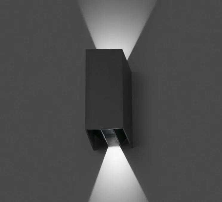 Applique murale d'extérieur, Blind, gris foncé, LED, 3000k, 88lm, IP54, L7,4cm, H16,5cm - Faro
