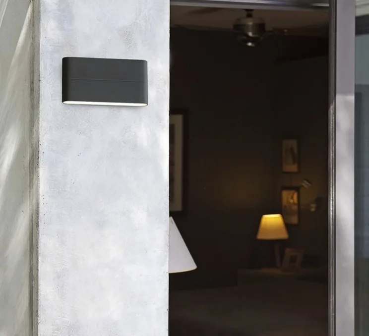 Applique murale d'extérieur, ADAY-2 LED, IP54, gris foncé, L17,5cm, H9cm - FARO