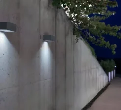 Applique murale d'extérieur, Brique O, gris, LED, 3000 K, 95 lm, L25cm, H12cm - Lucifero's