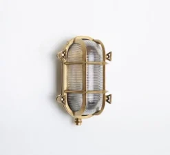 Applique murale dextérieur, Hublot ovale, laiton, IP64, L12cm, H20cm - Zangra