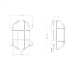 Applique murale dextérieur, Hublot ovale, laiton, IP64, L12cm, H20cm - Zangra