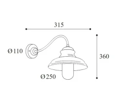 Applique murale d'extérieur, Little Mill 3351 , cuivre et verre transparent, IP44, L25cm, H36cm - Moretti Luce