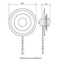 Applique murale, Diablo, noir et blanc, Ø40cm, H12cm - Belid