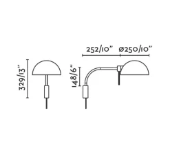 Applique murale, Dominica S, noir, L25cm, H32,9cm - Faro