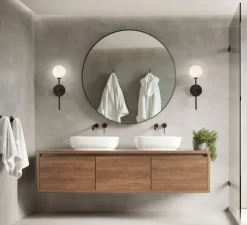 Applique murale, Doris, noir, IP44, L12cm, H40cm - ACB