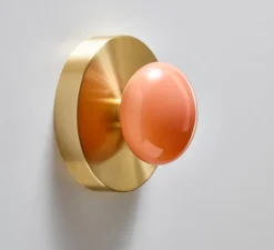 Applique murale, Dot 1x, abricot et laiton brossé, Ø15cm, H10cm - SkLO Studio