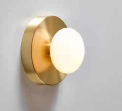 Applique murale, Dot 1x, Blanc et laiton brossé, Ø15cm, H10cm - SkLO Studio