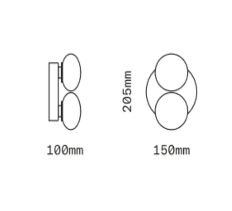 Applique murale, Dot 2x, Oyster, blanc et laiton brossé, L15cm, H20,5cm - SkLO Studio