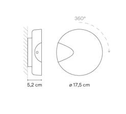 Applique murale, Dots 4660, noyer américain, LED, 2700K, 500lm, Ø17,5cm, H5,2cm - Vibia