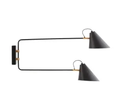 Applique murale double, Club, noir et laiton, H42cm, L81cm - House Doctor