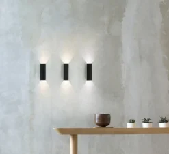 Applique murale, Double, noir, LED, 2700K, 340 lm, L5cm, H17cm - ONOK