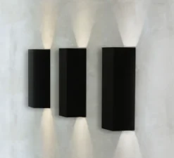 Applique murale, Double, noir, LED, 2700K, 340 lm, L5cm, H17cm - ONOK