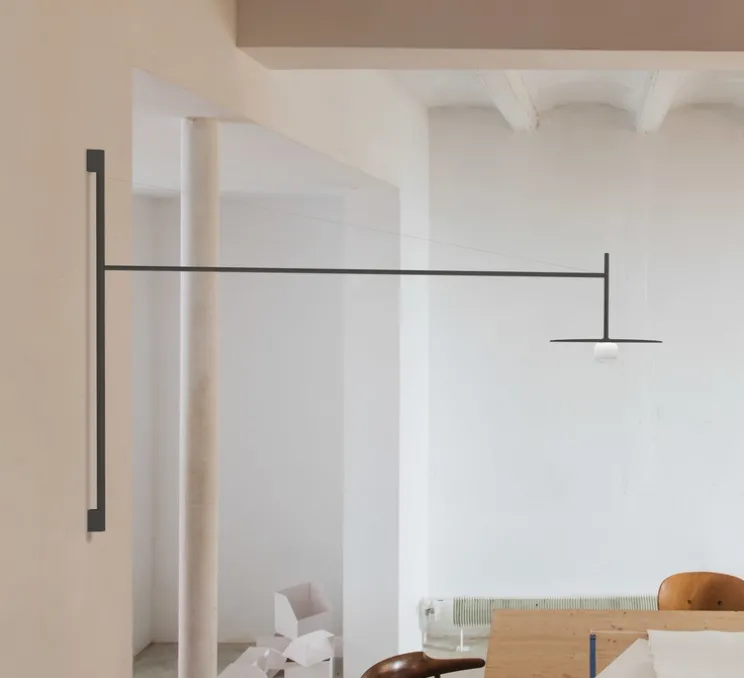 Applique murale déportée et encastrable, Tempo 5757, graphite, LED, 2700K, 300lm, L122,5cm, H80cm - Vibia