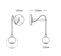 Applique murale, Drape Arm 1, Bleu, Noir oxydé, Ø11cm, H23cm - Sklo Studio