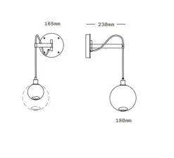Applique murale, Drape Arm 1, Transparent, Noir oxydé, Ø18cm, H23cm - Sklo Studio