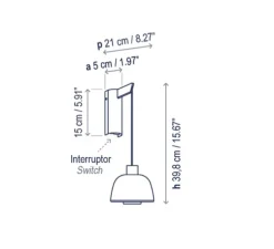Applique murale, Drep A/01, blanc opal, LED, 2700K, 270 lm, L15,2cm, H39,8cm - Bover