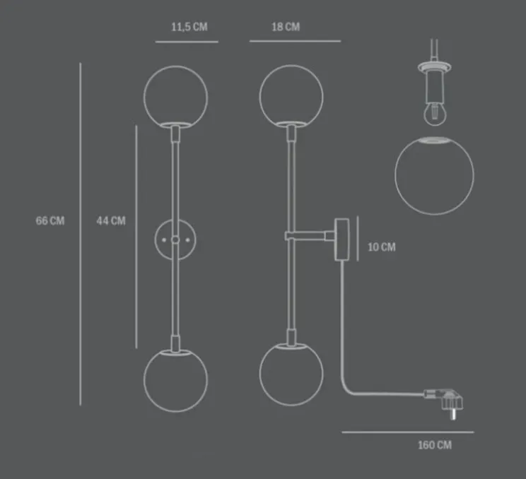 Applique murale, Drop , gris, Ø18cm, H65cm - 101 Copenhagen