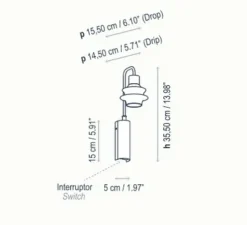 Applique murale, Drop A/02, verre vert, LED, 2700K, 345 lm, L8,5cm, H35,5cm - Bover
