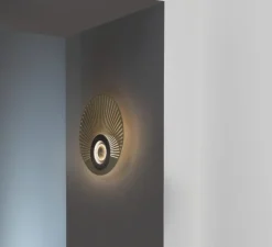 Applique murale, Earth Radian, laiton satiné, graphite noir, LED, Ø35cm, Hcm - CVL